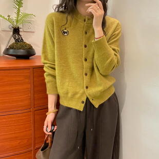 手工钉珠山羊绒针织开衫女欧洲站2026秋季新款欧货女装绵羊毛毛衣