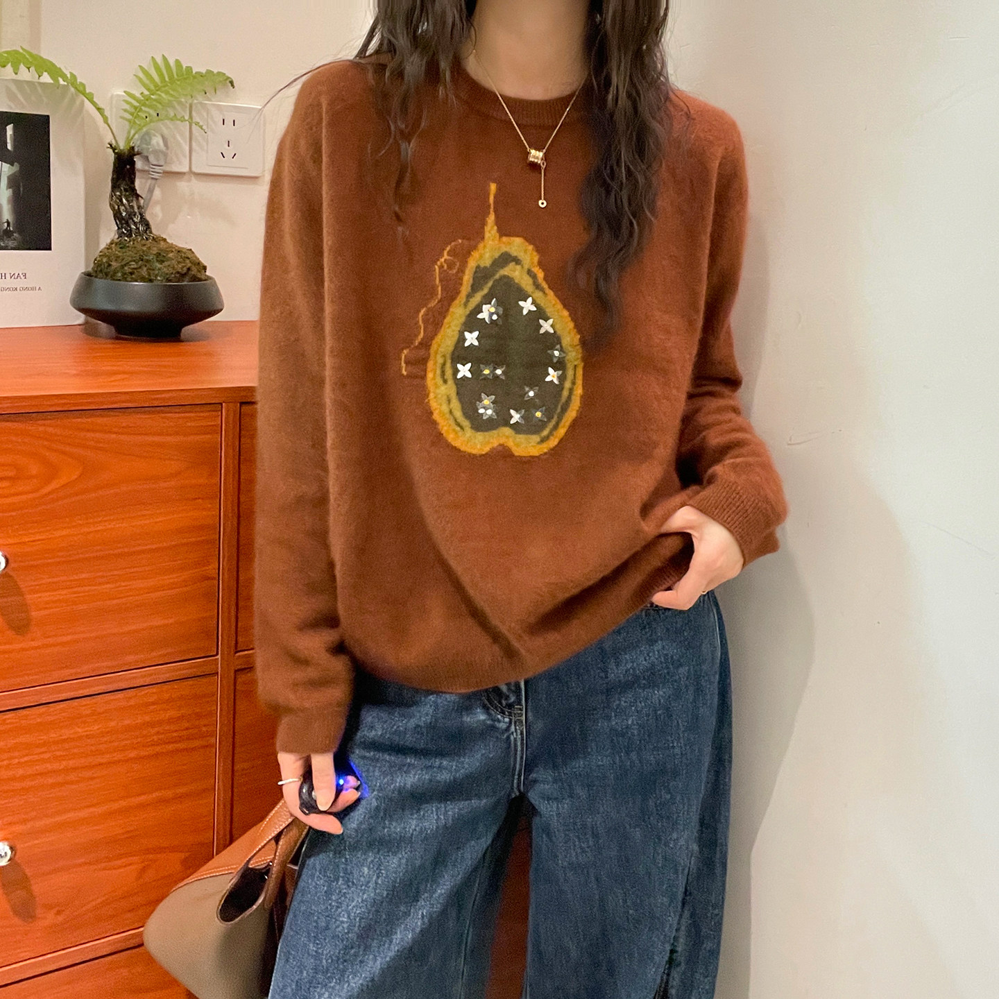 梨子山羊绒绵羊毛针织衫女欧洲站