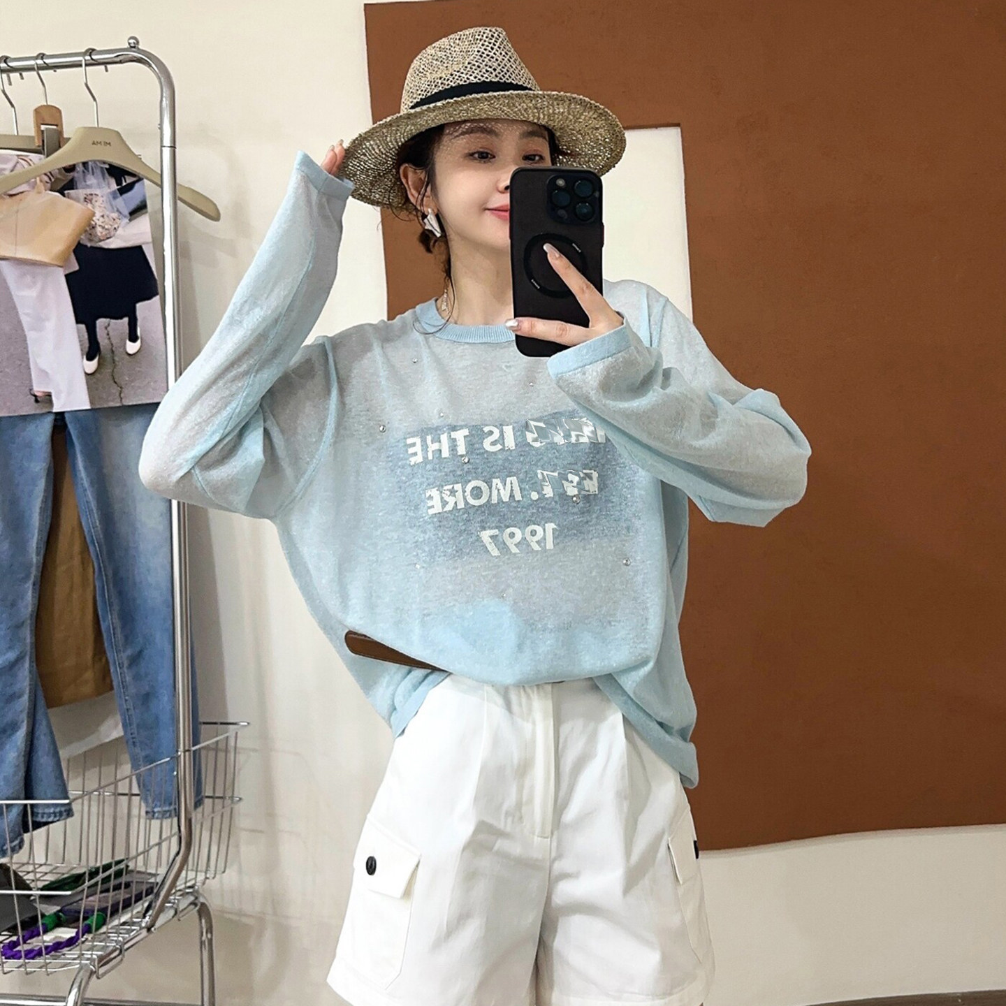重工烫钻面膜防晒T恤女欧洲站2026夏装新款欧货女装设计感上衣潮