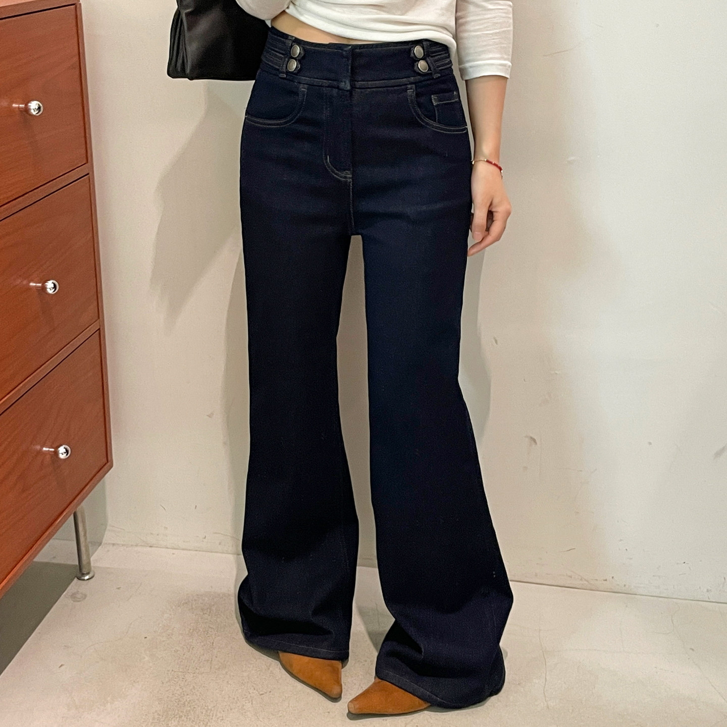 四面弹拖地拉绒微喇牛仔裤女欧洲站2026秋季新款欧货女装喇叭裤潮