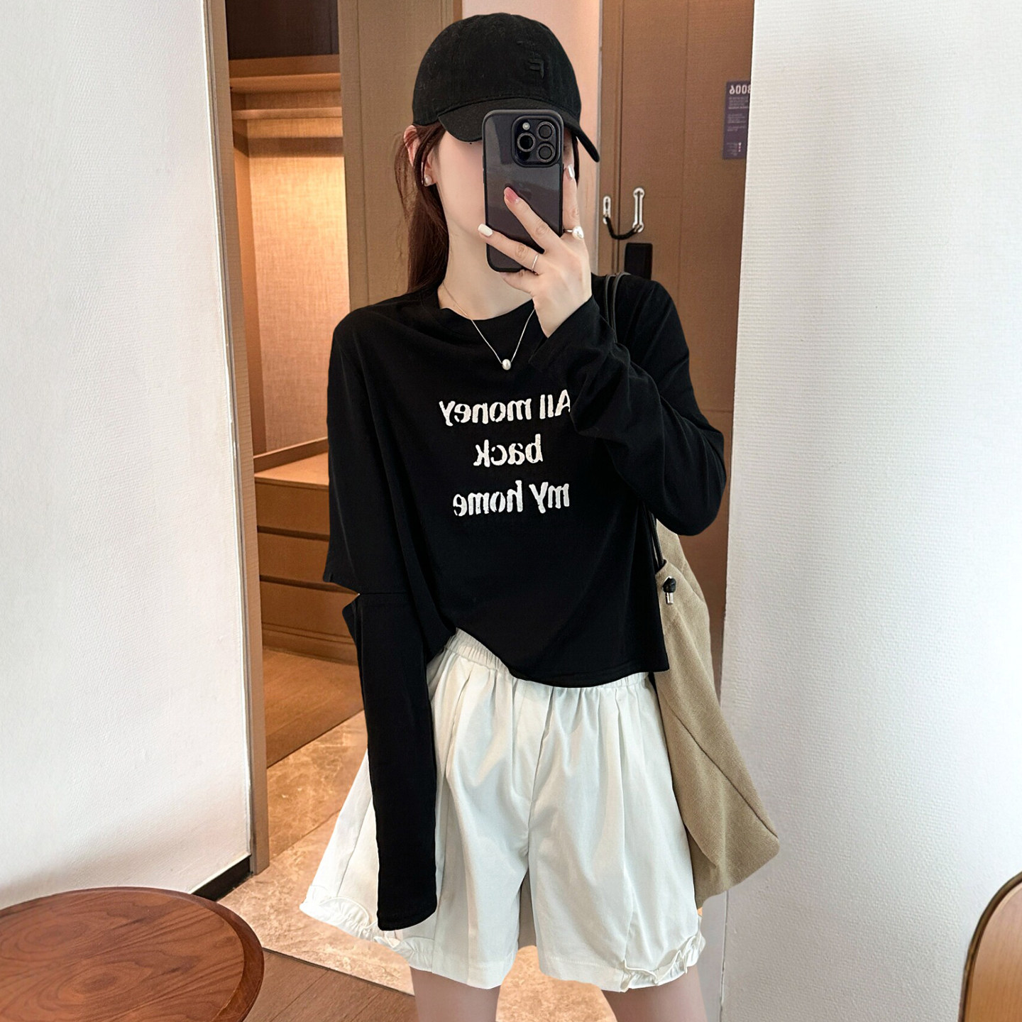 字母印花漏洞面膜长袖T恤女欧洲站2026夏季新款欧货女装防晒衣潮