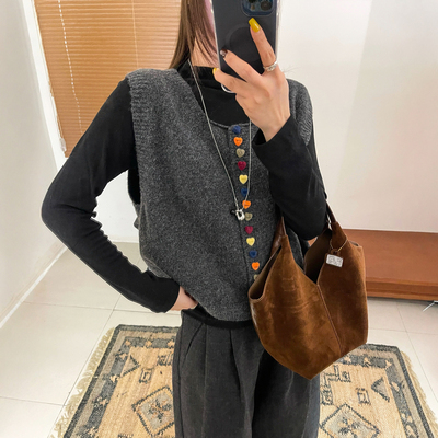 羊毛针织开衫马甲两件套女欧洲站