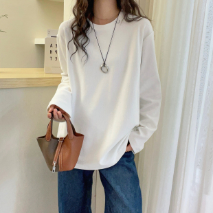 打底衫 笑脸刺绣磨毛加绒大版 欧货女装 新款 潮 T恤女欧洲站2025冬装