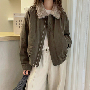 小个子外套潮 欧货女装 羊羔毛翻领派克羽绒服女欧洲站2025冬装 新款