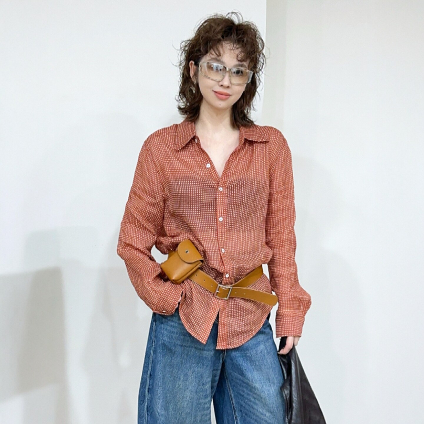 100%苎麻POLO领格子衬衫女欧洲站