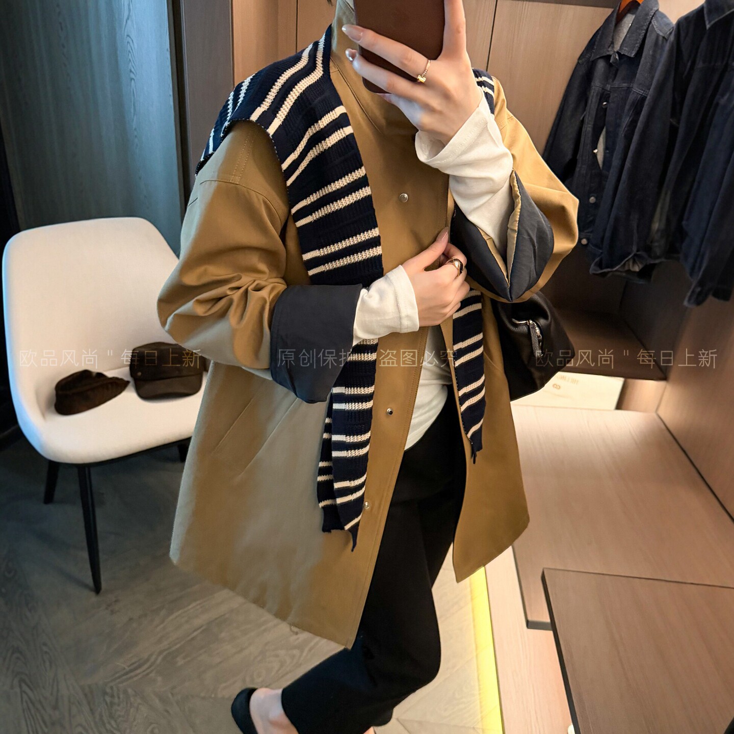 英伦风配披肩休闲风衣女欧货外套