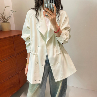 桑蚕丝天丝亚麻风衣外套女欧洲站2026春装新款欧货女装休闲上衣潮