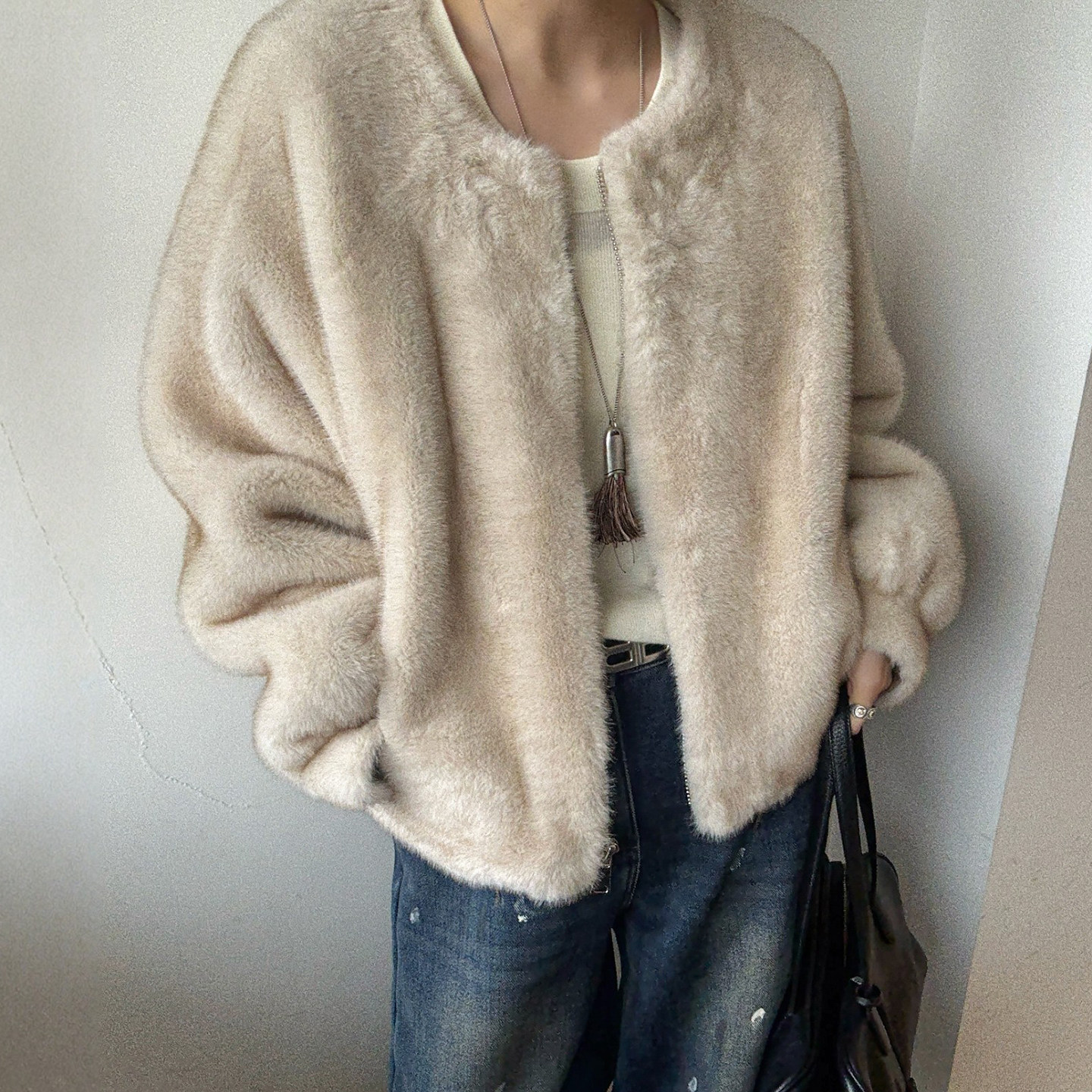 仿水貂毛皮毛一体短外套女欧洲站2025冬装新款欧货女装加厚上衣潮,女装/女士精品,短外套,淘宝优惠券,粉丝福利购,淘宝优惠卷