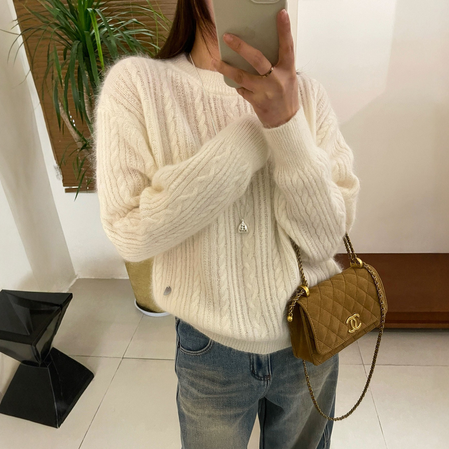 贝壳扣麻花纹浣熊绒针织衫女欧洲站2025冬装新款欧货女装打底衫潮,女装/女士精品,毛针织衫,淘宝优惠券,粉丝福利购,淘宝优惠卷