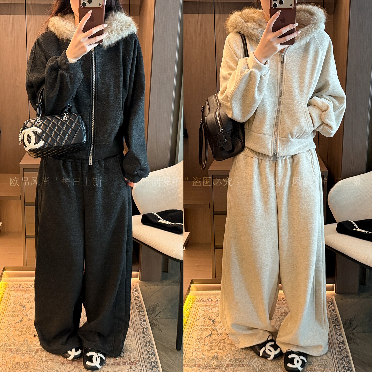 卫衣外套阔腿裤两件套装女欧洲站