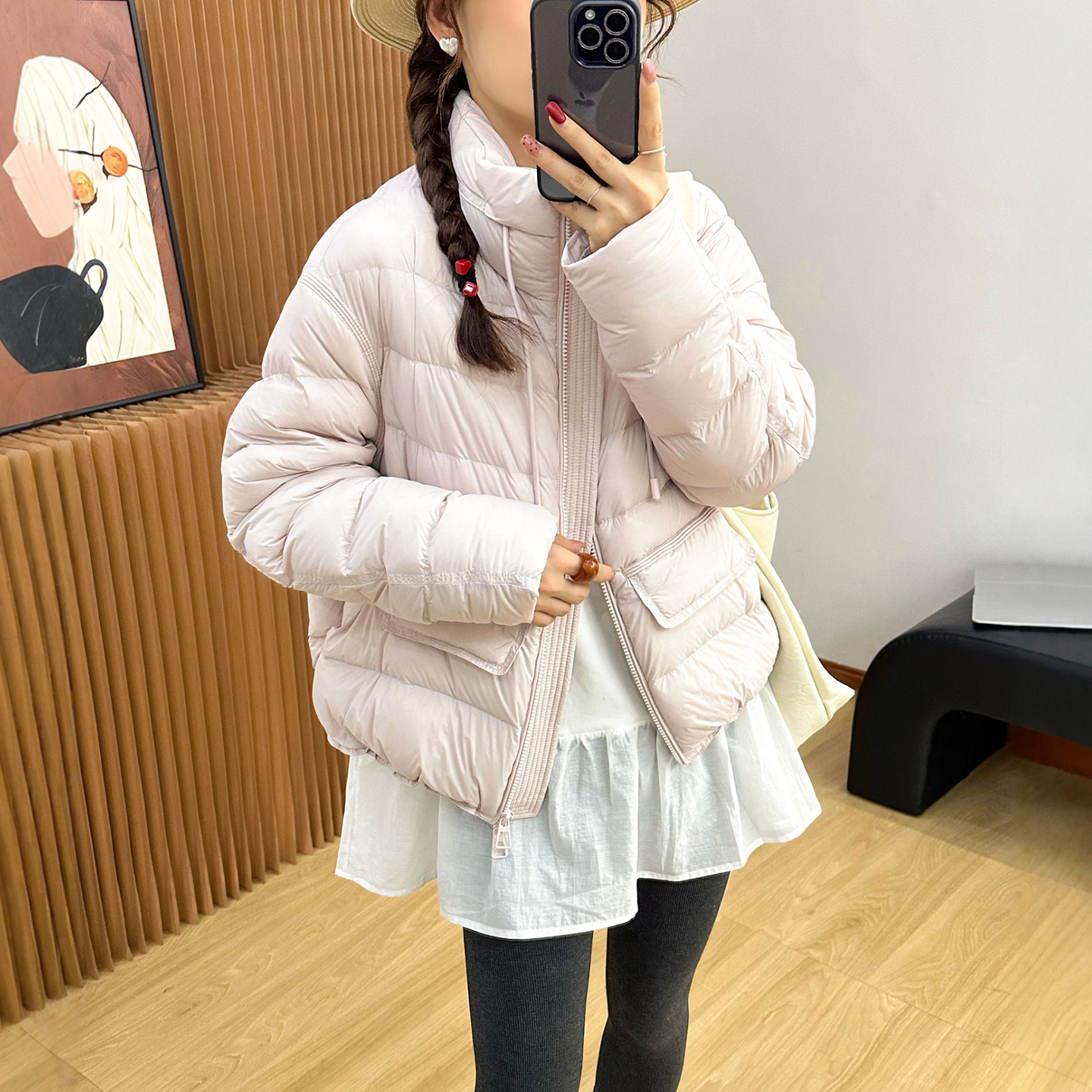 抽绳立领面包羽绒服女欧洲站外套