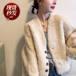 羊羔毛皮毛一体外套女欧洲站2025冬装新款欧货女装颗粒绒羊羔服潮
