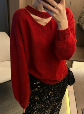 小心机挂脖羊毛针织衫女欧洲站2025冬装新款欧货女装时尚打底衫潮