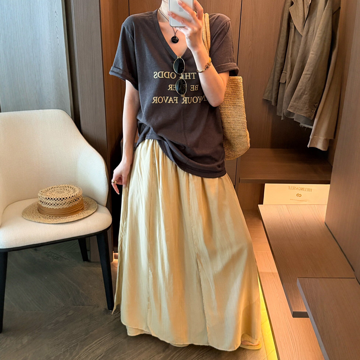 字母印花短袖T恤半身裙两件套装女欧洲站2026夏装新款欧货女装潮