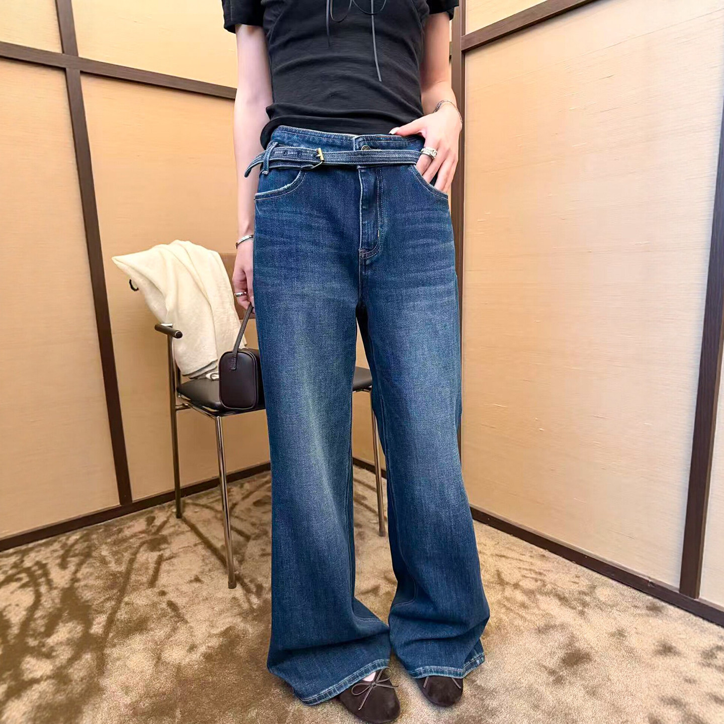 复古微喇阔腿牛仔裤女欧货喇叭裤