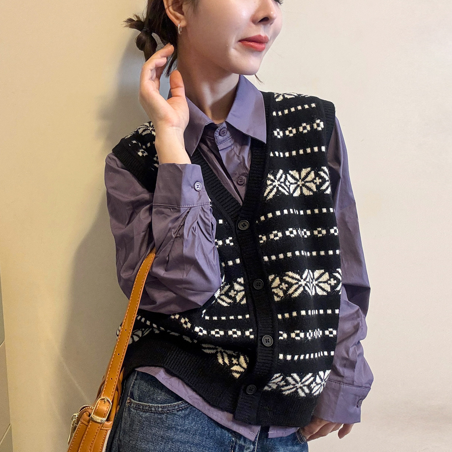 复古提花羊毛针织开衫马甲两件套女欧洲站2025冬装新款欧货女装潮