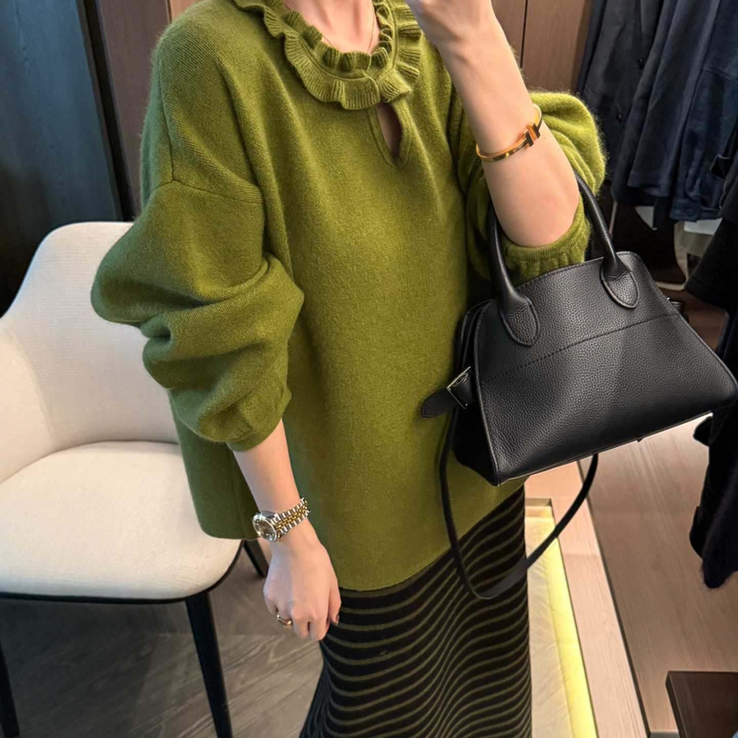 木耳边花边浣熊绒针织衫女欧洲站2025冬装新款欧货女装时尚毛衣潮