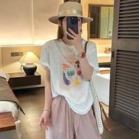 卡通印花桑蚕丝亚麻短袖T恤女欧洲站2026夏季新款欧货女装上衣潮