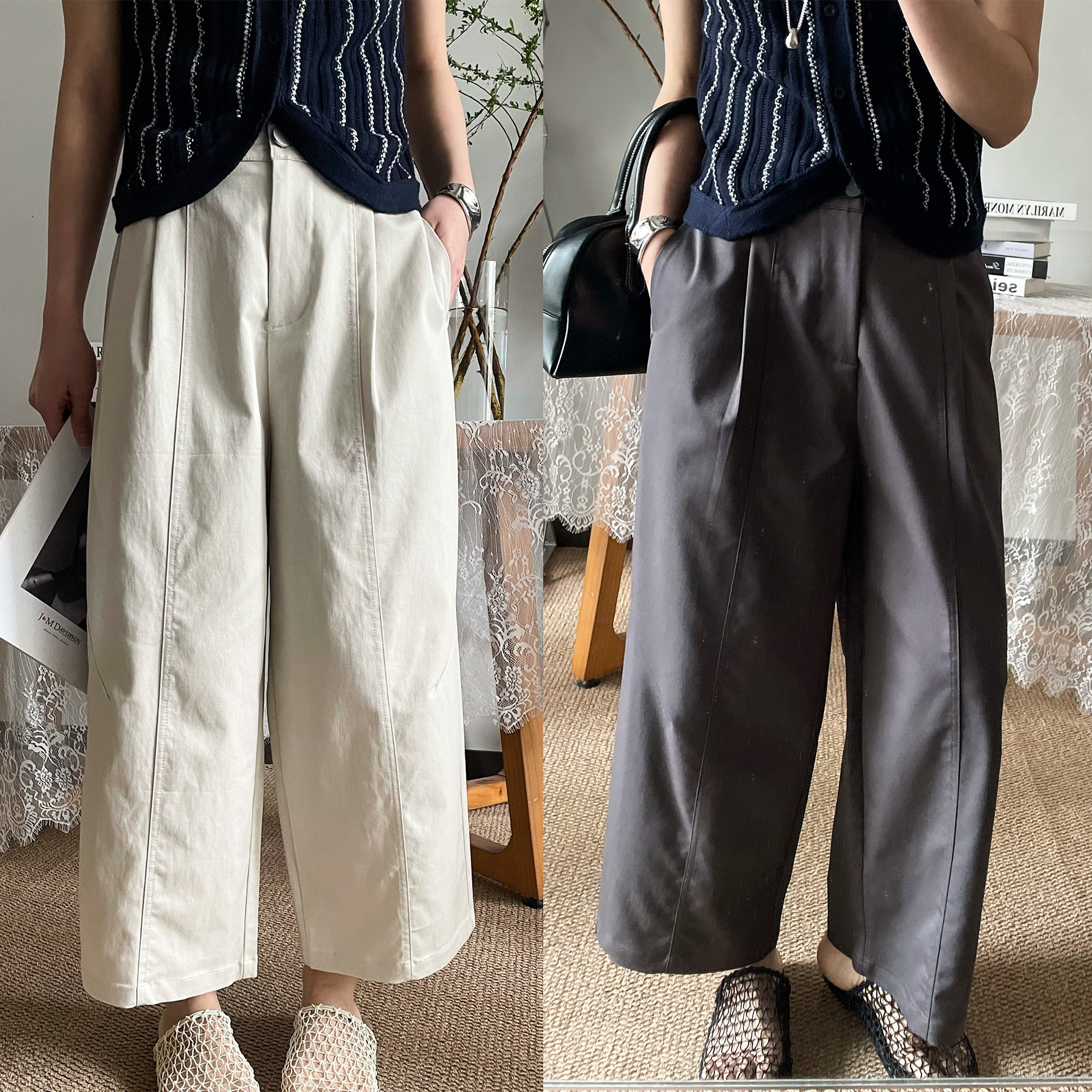 立体剪裁九分西装阔腿裤女欧洲站2026春装新款欧货女装休闲裤子潮