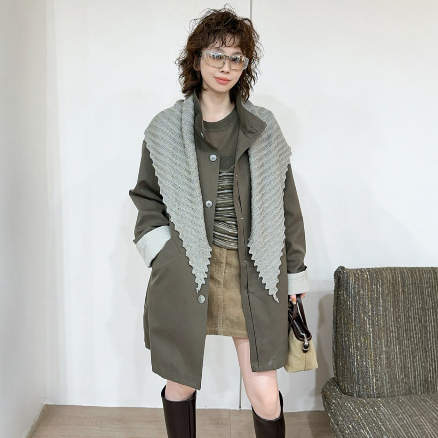 配披肩立领风衣外套女欧洲站上衣