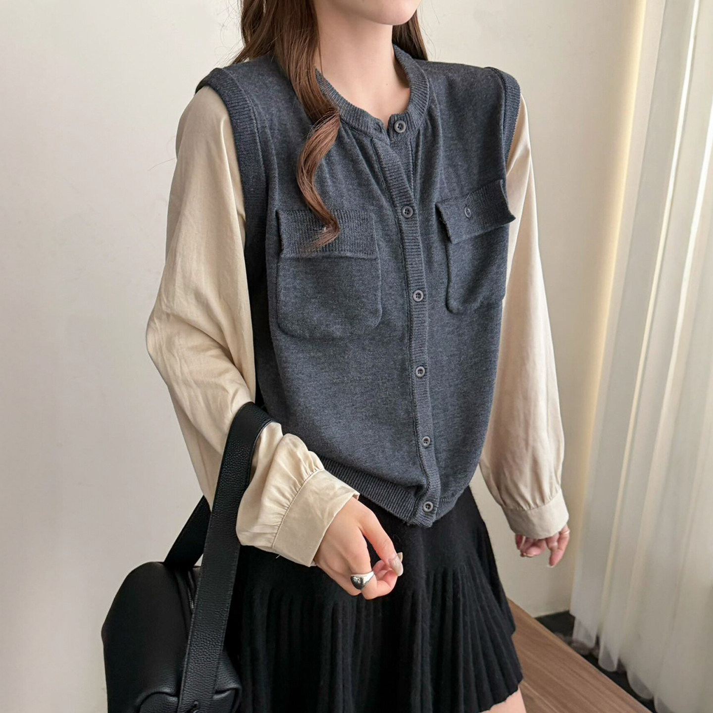 老钱风丝光羊毛针织开衫女欧洲站