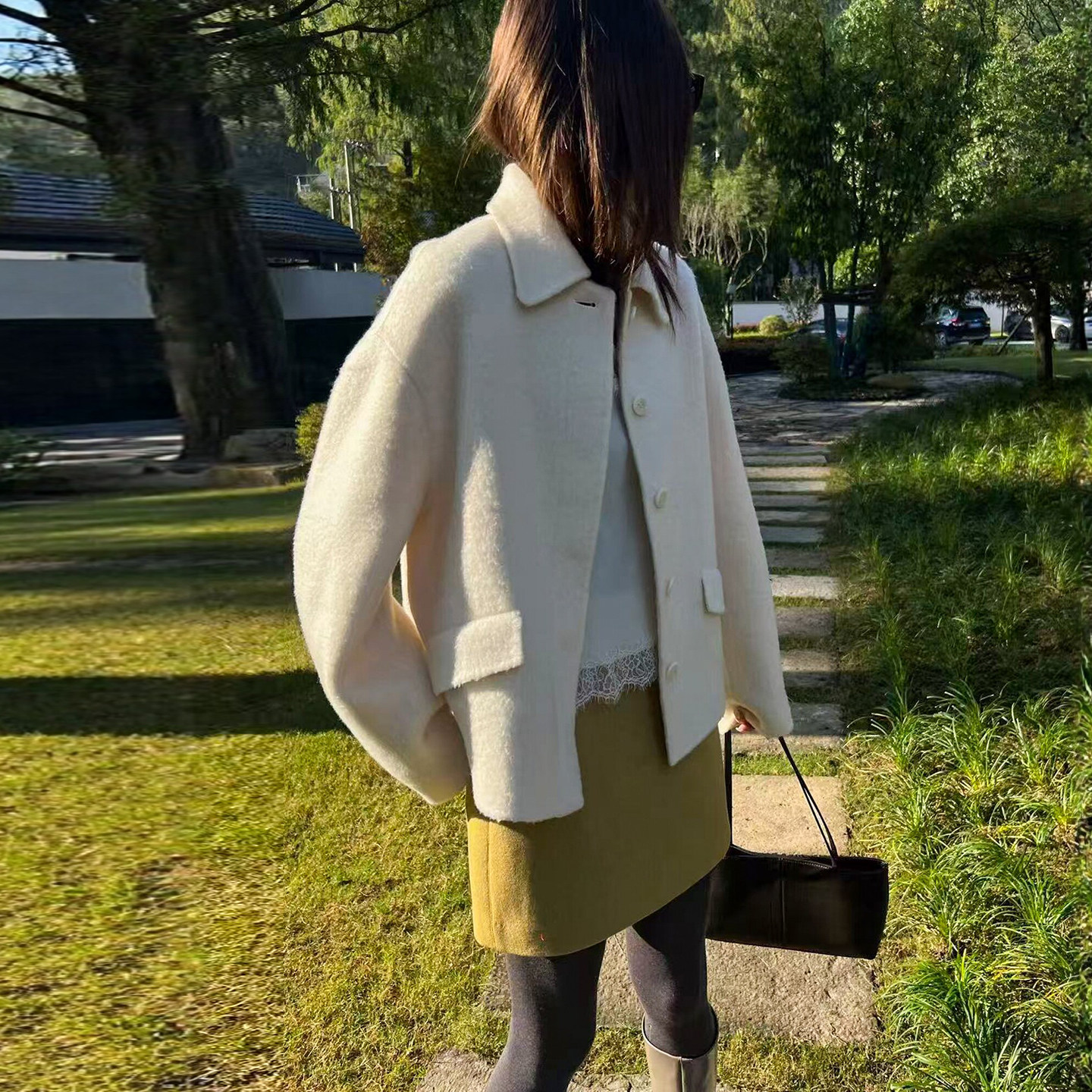 POLO领双面羊绒大衣女欧洲站外套