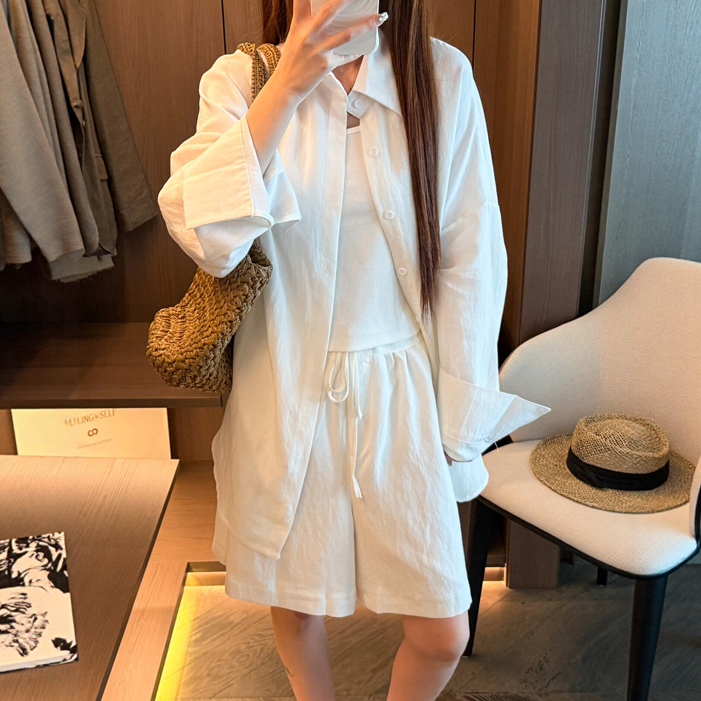 POLO防晒衣衬衫背心短裤三件套装