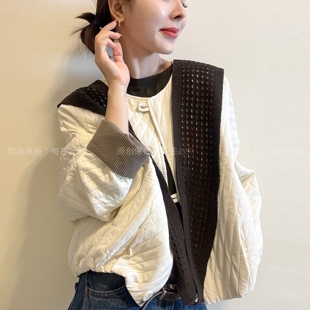 配披肩压格加棉外套女欧洲站2026秋季新款欧货女装短款棉衣棉服潮