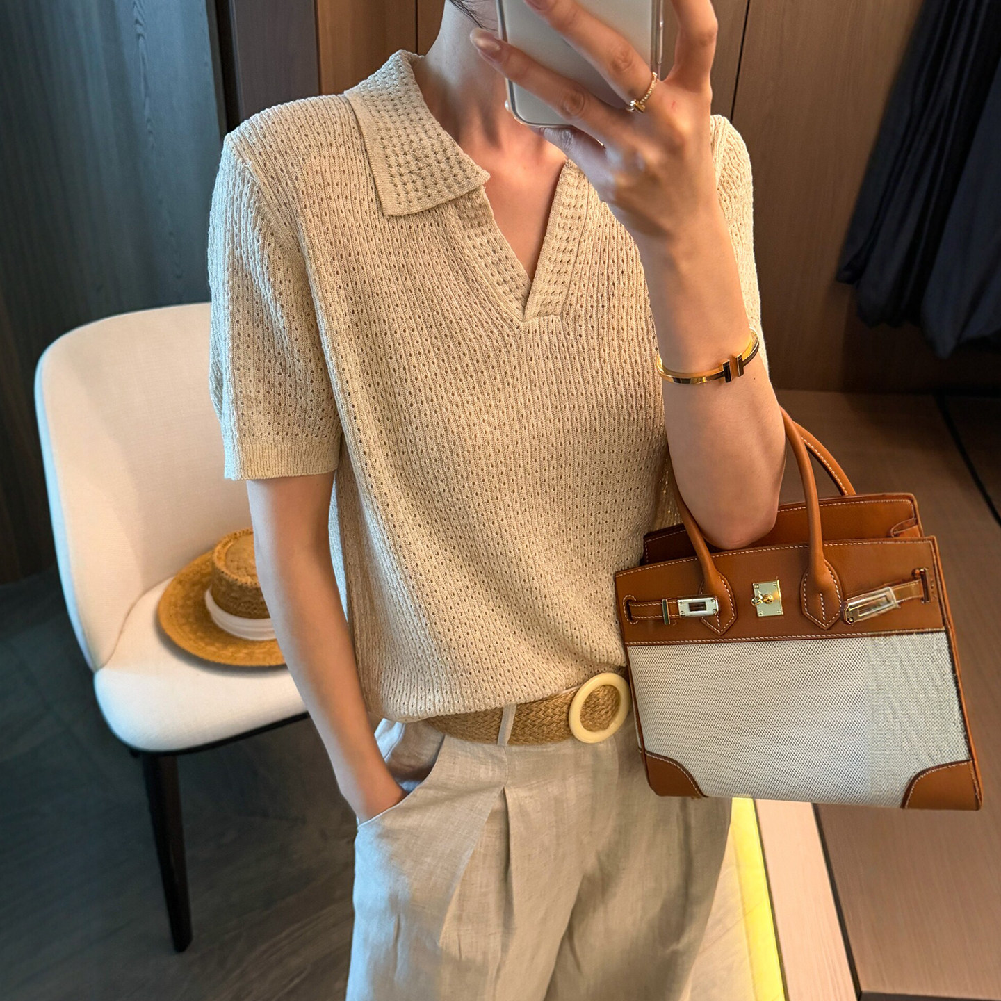 POLO领莱赛尔亚麻针织衫女欧洲站2026夏季新款欧货女装打底小衫潮