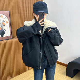 羊羔毛大毛领派克羽绒服女欧洲站2025冬装新款欧货女装加厚外套潮