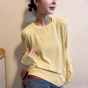 金属字母修身长袖T恤女欧洲站2026春装新款欧货女装时尚打底衫潮