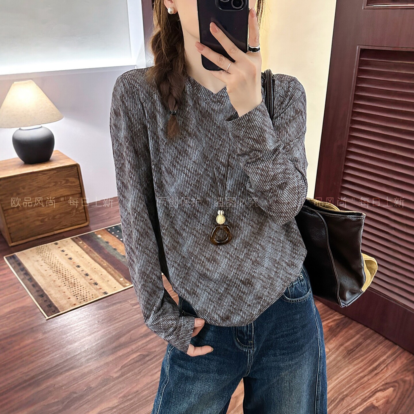 复古晕染羊毛针织衫女欧洲站毛衣