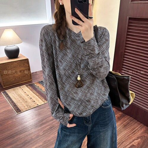 复古晕染羊毛针织衫女欧洲站毛衣