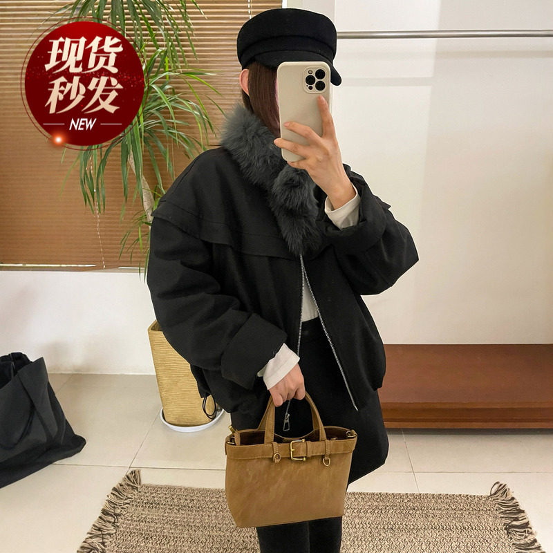 配毛领羽绒服外套半身裙两件套装女欧洲站2025冬装新款欧货女装潮