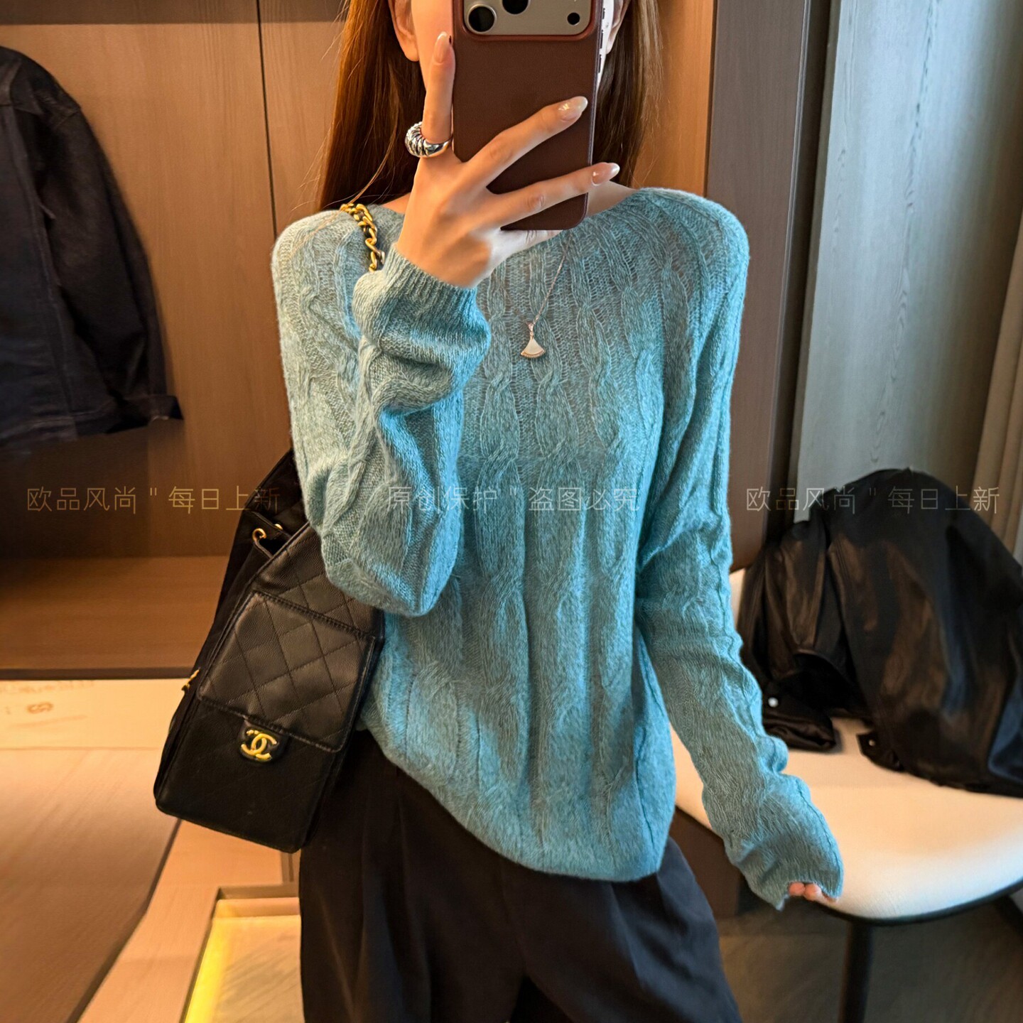 复古麻花羊毛针织衫女欧洲站毛衣