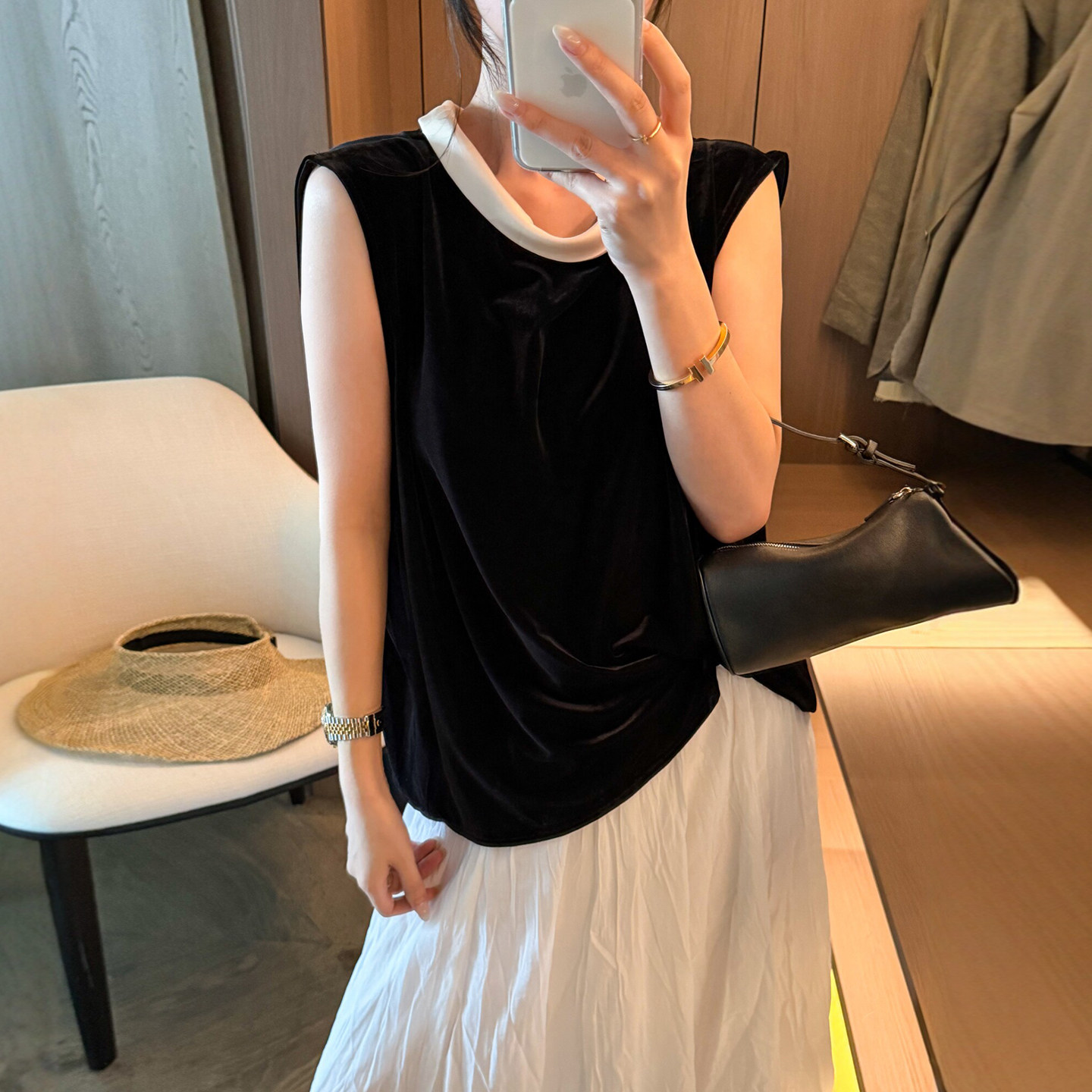 撞色拼接金丝绒衬衫女欧洲站2026夏季新款欧货女装时尚洋气上衣潮