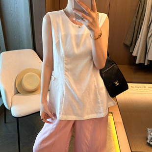 侧边开叉A字麻料衬衫女欧洲站2026夏季新款欧货女装韩版娃娃衫潮
