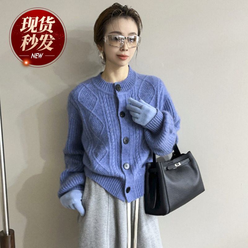 麻花纹羊毛针织开衫女欧洲站2025冬装新款欧货女装时尚毛衣外套潮,女装/女士精品,毛针织衫,淘宝优惠券,粉丝福利购,淘宝优惠卷