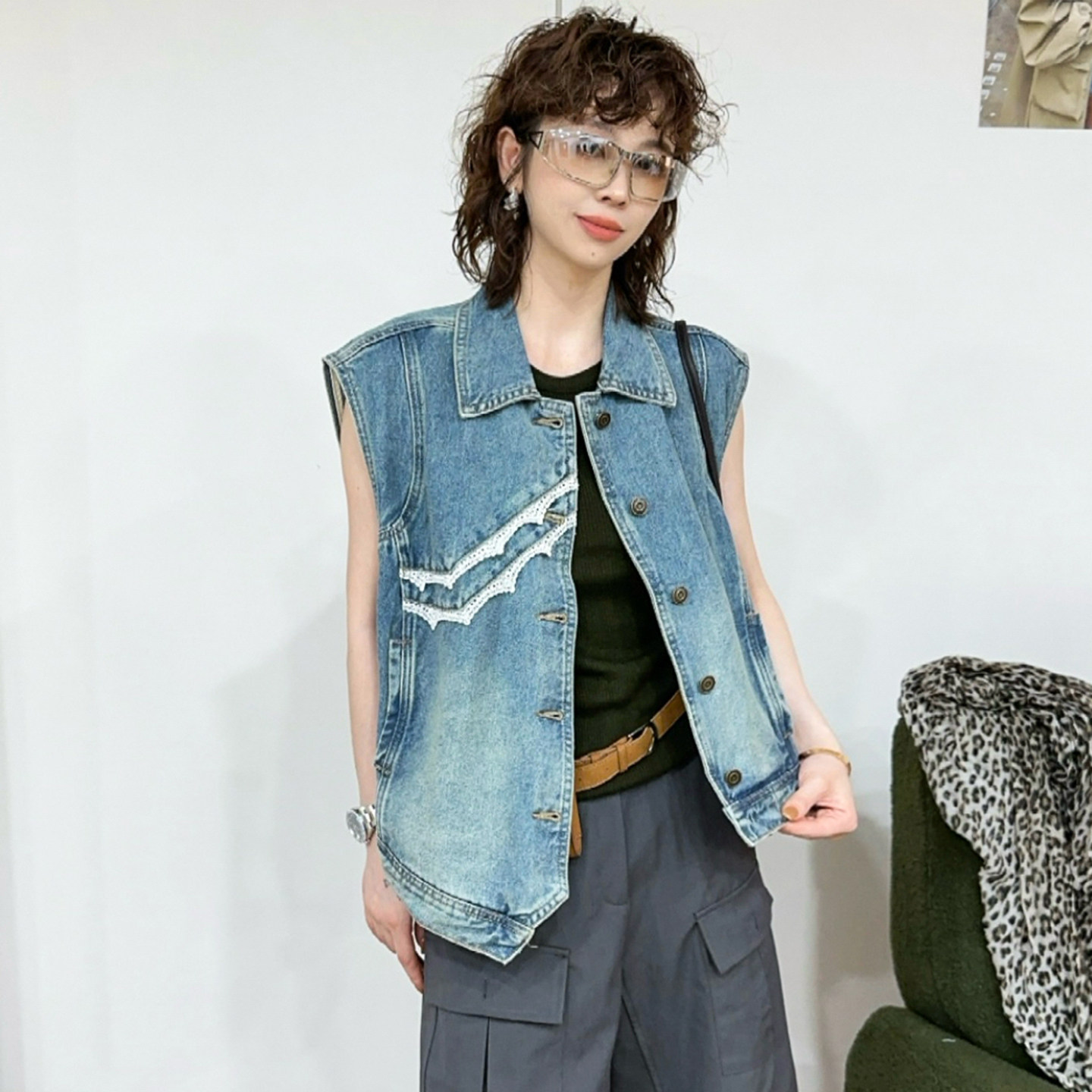复古翻领牛仔马甲外套女欧货上衣
