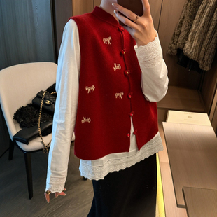 新中式羊毛针织衫马甲衬衫两件套女欧洲站2026春装新款欧货女装潮