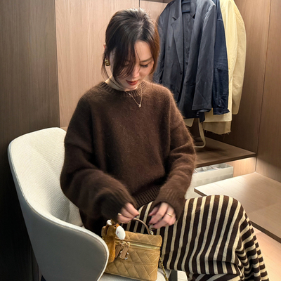 浣熊绒长毛针织衫女欧洲站打底衫