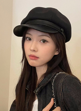 Vva Kataki简约春秋鸭舌帽子女日系黑色休闲复古画家贝雷帽显脸小