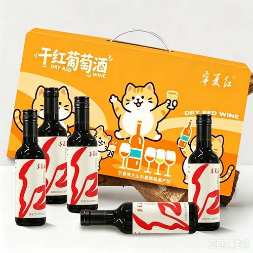 宁夏红贺兰山东麓产区经典赤霞珠干红葡萄酒188ml6瓶送精美外盒
