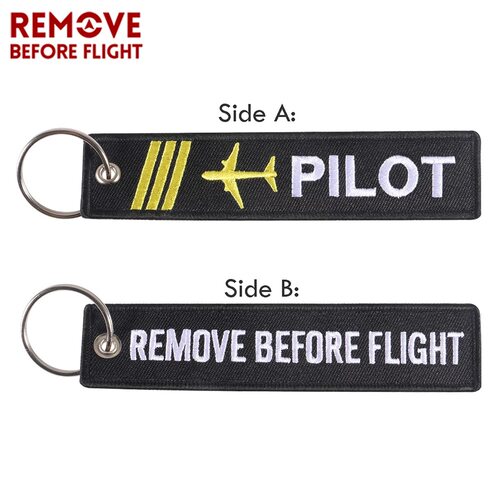 跨境爆款PILOT刺绣钥匙扣REMOVE BEFORE FLIGHT航空飞机飞行礼品
