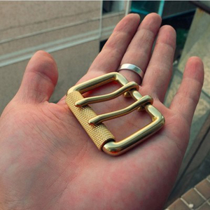 DIY腰带扣轮仔扣纯黄铜皮带扣环保腰带扣新品黄铜本色轮仔双针扣