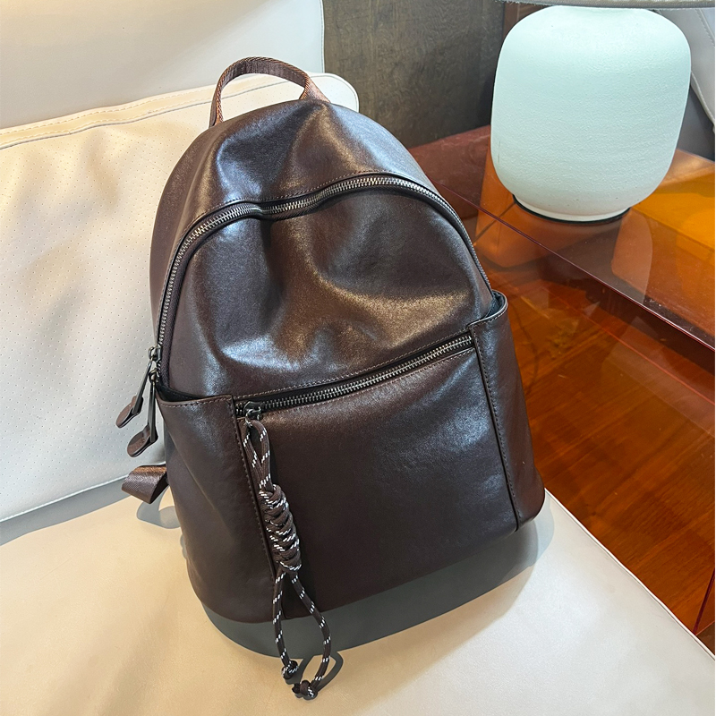 双肩包真皮背包软皮头层植鞣牛皮双肩背包休闲百搭美拉德爆款旅游