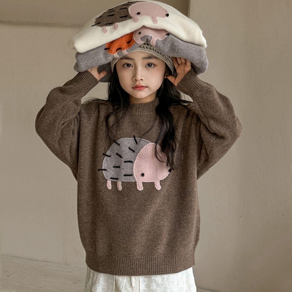 韩国童装女童毛衣秋款2025新款中大童洋气时尚儿童羊毛混纺针织衫