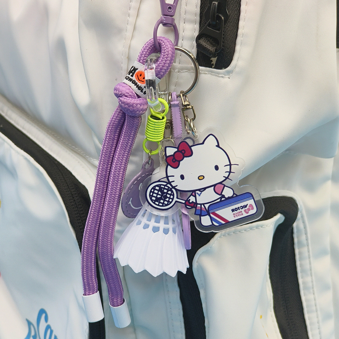 创意羽毛球钥匙扣KT猫打羽毛球可爱羽毛球包挂件情侣礼品 奖品