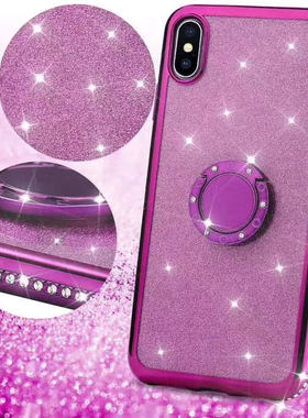 镶钻支架手机壳适用新OPPO-R17闪粉卡片仙女轻奢全包防摔透明软壳