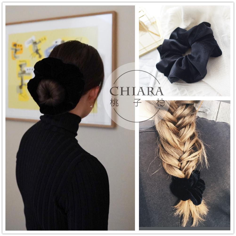 包邮法式chic发饰复古丝绒发圈大号ins欧美简约发绳皮筋头饰头花